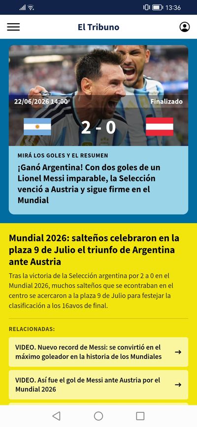 El Tribuno — Argentina 2-0 Austria